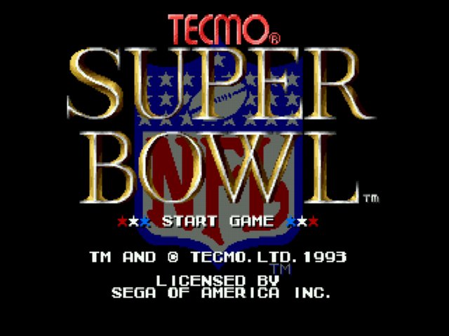 Tecmo Super Bowl (October 1993) Title Screen
